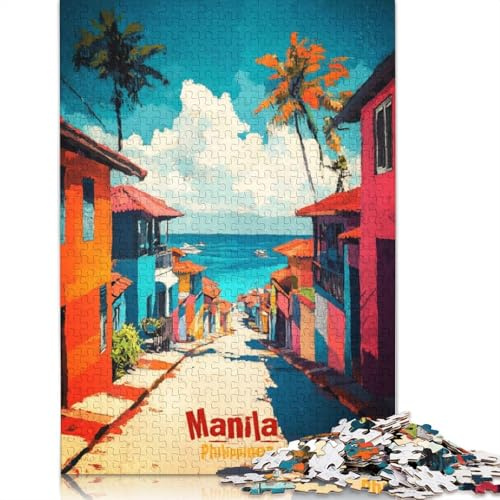 Puzzle d'affiche Artistique de Manille - Puzzle créatif pour Adultes et Adolescents - 1000 pièces - 38 x 26 cm - Jouet éducatif - Cadeau