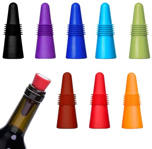 Weinverschluss Silikon Wiederverwendbar Bunt – Flaschenverschluss Für Wein Champagner Bier Und Getränke Luftdicht Und Spülmaschinenfest – 8Stk