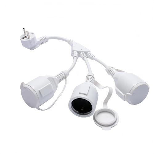 Luthando Doppelstecker für Steckdose, Verlängerungskabel Mit 3-Fach Steckdosen, IP44 Wasserdicht Schutzkontakt Verlängerungskabel Außen, Perfekt für Zuhause, Büro, Außenbereich 16A/250V