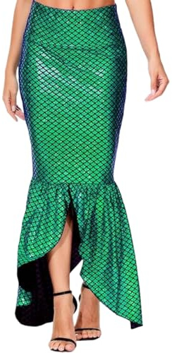 Damen Meerjungfrauen Rock Glitzer Pailletten WickelrockTüllrock Fischschwanz Lustige Maxirock für Karneval Kostüm Abendkleid Prinzessin Cosplay Party Halloween