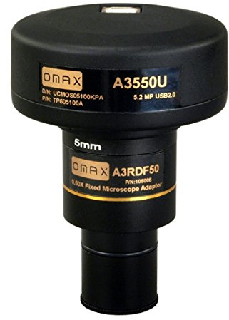 AmScope A3550U 5.0MP Digitale USB-Mikroskopkamera mit erweiterter Software und Kalibrierung Rutschen