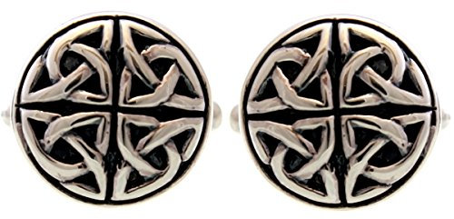 Manschettenknöpfe Sterling-Silber 925 rund keltisches Design mit Geschenkbox