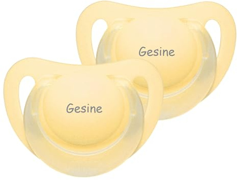 Namensschnuller - NUK Starlight Schnuller mit Namen - Silikon Größe 2 - gelb - 2er Set