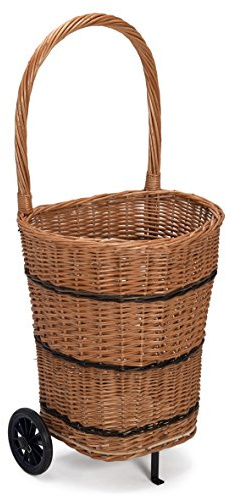 Prestige Wicker Trolley Basket Shopping/Log Holder, Willow, Natural, 35x45x58 cm, 141