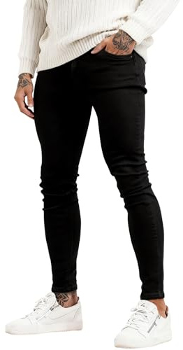 GINGTTO Skinny Jeans Men Slim Fit Stretch Black Jeans Men Tapered Leg 28