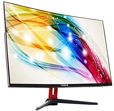 Yashi Monitor 32 Curvo IPS, FHD, 350cd/m2, 165Hz, speakers, VGA, HDMI, Display Port, 1ms (OD), Low Blue Light, Vesa, Flicker Free, Nero e Rosso
