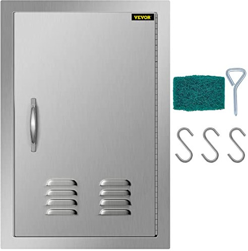 VEVOR 35.5x50.8 cm Kamintür Vertikal BBQ Island Tür mit 1 Edelstahl Inspektionstür Eintürige Putztür Inspection Door BBQ Tür mit Entlüftung