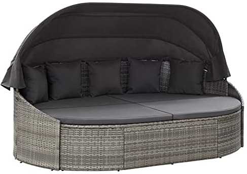 TEWTX7 Outdoor-Sonneninsel mit Dach Poly Rattan Sonneninsel mit faltbarem Sonnendach, hochwertig und robust, inkl. Sitz- und Rückenkissen - Diverse Farben