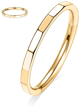 16G Conch Hoop Ring Cartilage Earrings 316L Surgical Steel Seamless Higned Segment Clicker Rectangular Ear Cuts Nose Ring Hoop Gold Helix Tragus Lip Lobe Earrings Septum Daith Piercing Jewelry 8mm