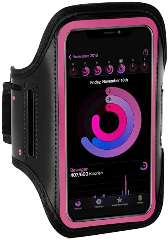 ONEFLOW Workout Case für iPhone 14 Pro Sportarmband zum Joggen mit Touch Fenster, Handy Armband für Sport und Outdoor, Handyhalterung für den Arm, Lauftasche Jogging, Pink