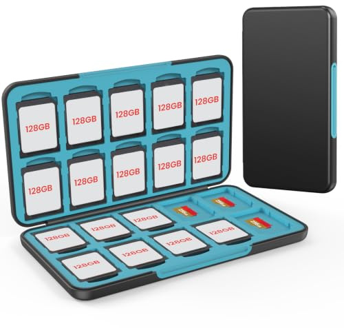 HEIYING Speicherkarten Etui mit 40 Kartenfächer für SD Micro SD Karten | Tragbare Speicherkartenbox aus ABS mit Silikonauskleidung, Passgenaue Fächer & Magnetverschluss für Aufbewahrung