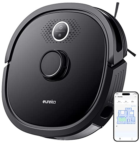 Eureka NER650 Robotic Vacuum Cleaner, Wi-Fi Connected, Smart Mapping and Navigation, Compatible with Alexa and Google Assistant,Black