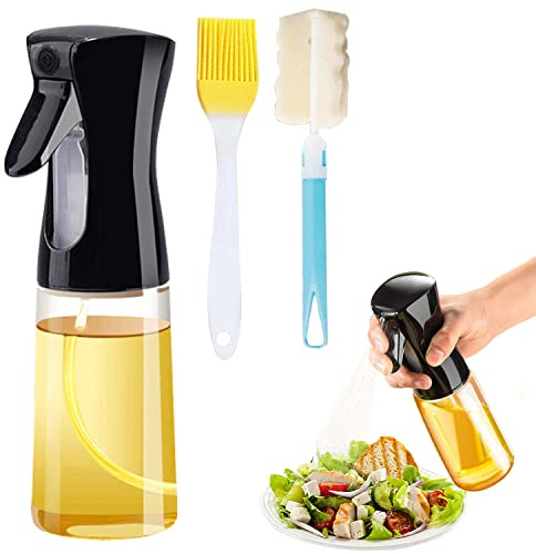 YOFASEN Spruzzatore Olio, 7 Oz / 210 Ml Spray Cucinare, Bottiglia Oliva con Spazzola Pulizia,Cucina, Insalata, Barbecue, Grigliatura, Tostatura, Cottura，Nero