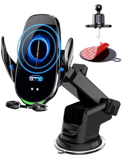 Handyhalterung Auto mit Ladefunktion, Support Téléphone Voiture, Chargeur sans Fil Voiture Rapide Automatic Clamping Porte Clip De Sortie d'air Support Téléphone Voiture