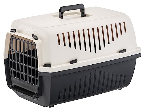 Ferplast Katzentransportbox SKIPPER 1, Hundetransportbox, Haustiertransportbox für kleine Hunde und Katzen bis 5 kg, Hundetransportbox, Katzentransportbox, 48x32xH 31 cm, aus Kunststoff mit Klappgriff