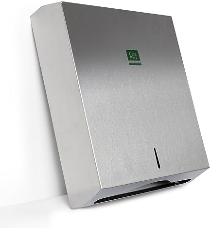 Floordirekt Distributore di carta in acciaio inox per 350 fino a 550 asciugamani di carta – chiudibile con 2 chiavi – Dispenser di asciugamani con materiale di montaggio incluso – Dispenser di