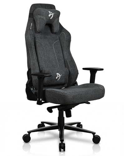 Arozzi Vernazza Gamingstuhl XL - Ergonomischer Gaming Stuhl Soft Fabric mit Verstellbarer Höhe, großzügigem Sitz & Rückenlehne sowie Unterstützungskissen für Home Office, Dunkelgrau | Ergonomisch, höhenverstellbar, geräumiger Sitz, Stützkissen, schwedisches Design, Heimbüro