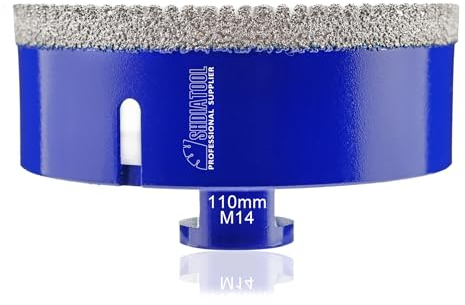 SHDIATOOL Punte diamantate per carotaggio strumento tagliafori per piastrelle sega a tazza con filettatura M14 per gres porcellanato marmo ceramica granito, punta da trapano da 110 mm