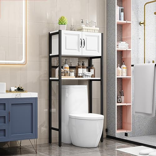 CHAANG estanteria baño estanteria baño Encima WC Mueble sobre Inodoro Mueble Lavadora estanteria de baño Mueble Lavadora Secadora Exterior estantería para baño 63 * 19.7 * 11in White