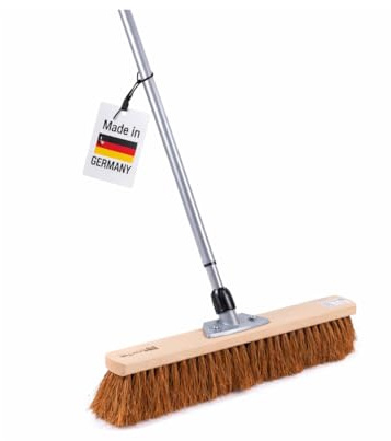 Kokos Besen 60cm Lang mit Teleskopstiel Stiel Handwerkerbesen Kokosborsten