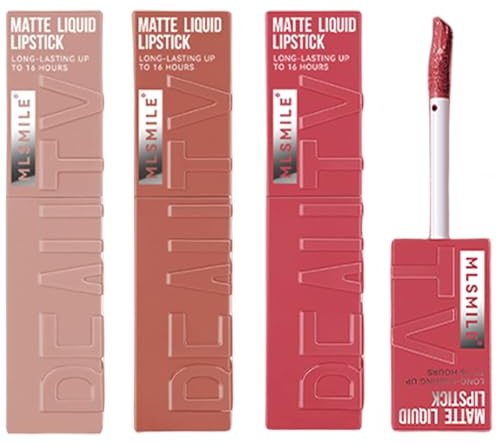 KTouler 3 Colors Matte Liquid Lipstick Set, Velvet Smooth Nude Lip Gloss, Waterproof Moisturizing Long Lasting Highly Pigmented Matte Lip Stain with Gift Box (A)