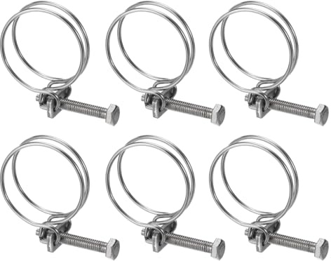 sourcing map Double Wire Hose Clamp, 32-36mm Adjustable Stainless Steel Clips with M6 Bolt for Dust Collection and Pump Pipe