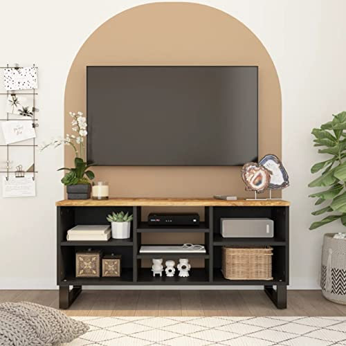 Homgoday TV-bänk Trä Handtag och Plywood 100x33x46 cm, TV-skåp Vardagsrum Matsal Soffbord TV Musikutrustning Garderob Möbler TV-möbler Type1