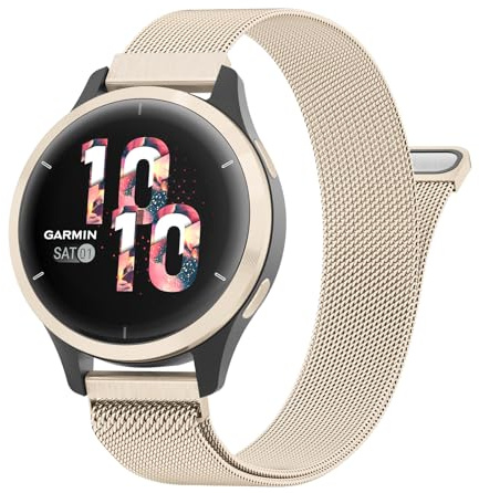 Vancle 18 mm armband för Garmin Venu 2S/Venu 3S/Vivoactive 4S/Vivomove 3S/Forerunner 255s/255s Music/265s kvinnor män, metall mesh rostfritt stål ersättningsarmband 18 mm klockarmband