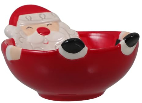 OFFSCH Delicate Santa Claus Ceramic Candy Bowl for Christmas Treats Dried Fruits and Snacks for Home Restaurants and Catering Decor