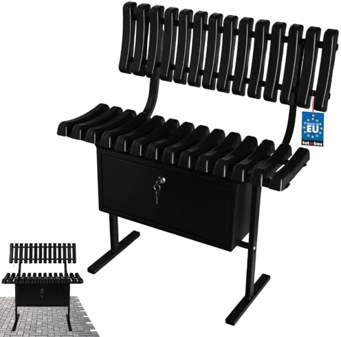 KOTARBAU® Friedhofsbank mit Rückenlehne und Kasten Bank Outdoor wetterfest 75 cm Metallbank Outdoor Gartenbank wetterfest Metall Bänke für Friedhof Parkbank wetterfest