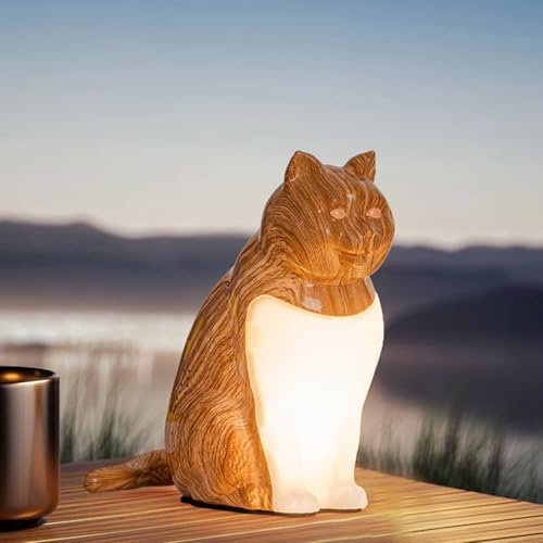 PASSHA Nachttischlampe Touch Dimmbar, LED Tischlampe Akku USB Aufladbar mit Fernsteuerung, Kabellose Tischleuchte mit Aromatherapie, Katze Lampe 3000K-6000K für Heim Dekoration Schlafzimmer,A