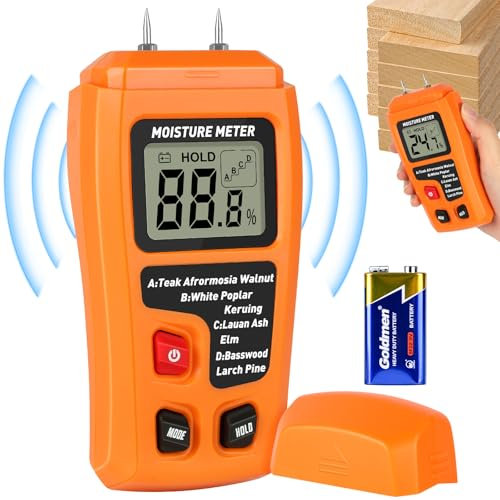 Flintronic Digital Moisture Meter, Damp Meter for Wood, Moisture Detector with LCD Display, 4 Modes Moisture Meter for Walls, Building Materials, Masonry, Drywall, Firewood