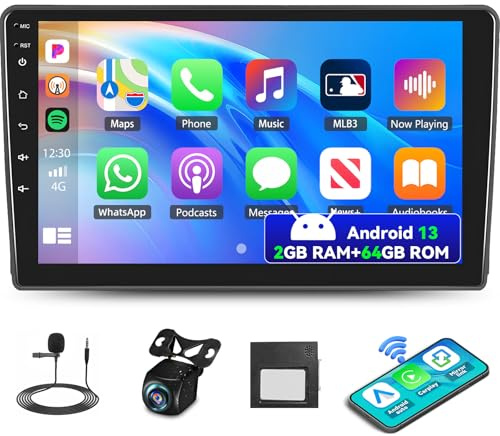 CAMECHO Android Car Stereo for Ford Transit 2009-2016/ Ford Focus 2005-2008 with Carplay, 9 Inch Touch Screen Car Radio with GPS Bluetooth FM WiFi Android Auto Mirror Link + AHD Backup Camera