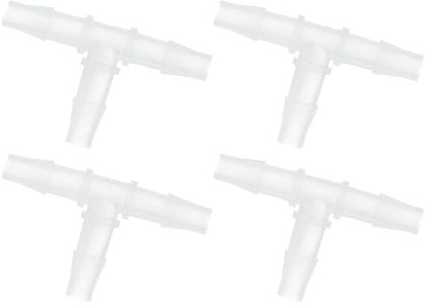 sourcing map 5/16 Hose Barb Fitting, 4 Pcs Equal Barbed T Shaped 3 Way Plastic Splicer Joint Mender Adapter Union Fitting for Air Line Tubing Pipe Household Fuel Gas Liquid