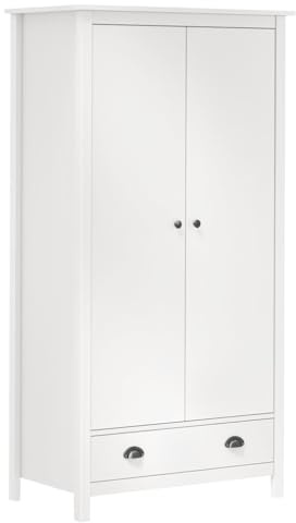 ChicAbode Kleiderschrank mit 2 Türen Hill Weiß 89x50x170 cm Garderobenschrank Schlafzimmerschrank Dielenschrank Garderobenschrank Schlafzimmerschrank Dielenschrank Kiefernholz