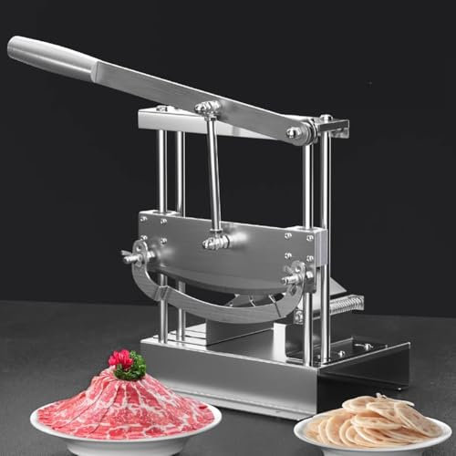 TT-YEC Cortadora Manual De Espesor Ajustable, Cortadora De Carne De Acero Inoxidable, Diámetro De Cuchilla De Corte De 174 Mm, Máquina Cortadora De Carne Congelada