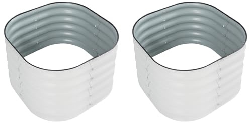 DOPBENT 2 unidades de bancal alto redondo para jardín, bancal alto de metal, jardineras con suelo abierto, jardineras de jardín, cajas de jardín para exteriores (60 x 60 x 43 cm)