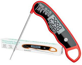 KALEIST Termómetro de cocina digital con sensor dual 0,6s, IPX6 Clasificación impermeable, acero inoxidable 304, pantalla LCD, -50 °C~300 °C para carne, horno, parrilla (modelo RMS-201)