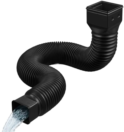 Gutter Flexible Downpipe Extensions: Retractable Guttering Downspout Rainwater Drainage Pipes and Fittings 21in to 60in Extendable for Outdoor Gardens Lawns Yards Greenhouse