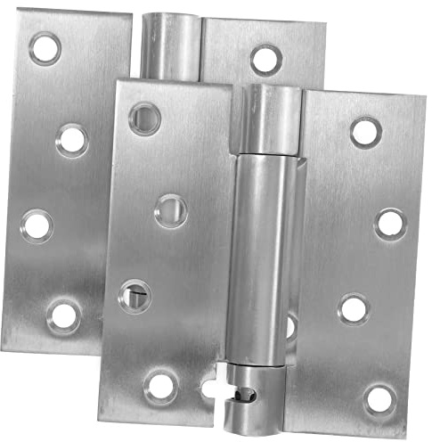 2 Piezas Bisagras de Cierre Automático, para Puerta de Garaje | Acero Inoxidable 201, Alta Resistencia y Resorte Integrado, Tornillos de Montaje Incluidos, Color Plata