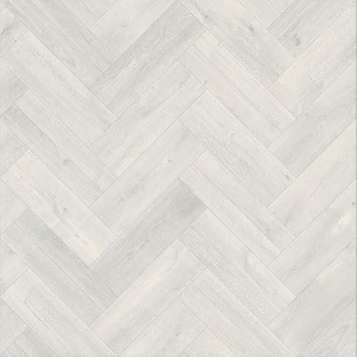 Mayfair 009S Light Grey Wood Herringbone Effect Turbo Vinyl Flooring | - 4m x 5m (13ft1 x 16ft4)