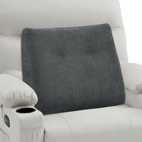 TANYOO Back Support Pillow for Recliner Soft Dual Layer Lumbar Support Pillow with Memory Foam Shreds Ergonomic Orthopedic Couch Back Cushions for Elderly Lower Back Pain Relief (Dark Grey)