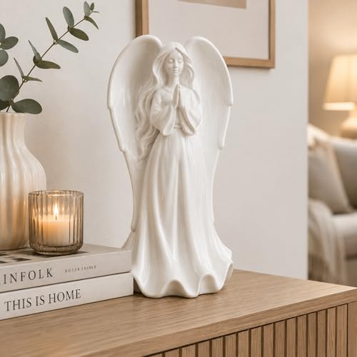Jumbos Dekowelt Engel betend aus Polystone – Weiß, 4 Größen, Indoor & Outdoor, Handgefertig und wasserfest (L)