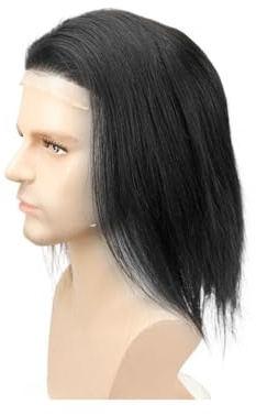Für Männer Glattes Echthaar-Toupet for Männer, Mono-Spitze-Perücken, PU-Ersatz-Haarteil, 30,5 cm Perückenkopf(1b#)