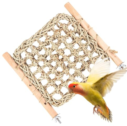 Escalera para Pájaro | Soporte de Juego y Masticación para Periquitos,Soportes Ejercicio con Escalera y Puente Hierba Marina destinados a Aves - Para Cacatúa Conure Agapornis Canario Pinzón Ejercicio