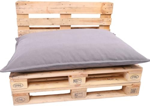 TexDeko® Cord Palettenkissen 120x60x18 cm (nur Sitzkissen) Grau | Weicher Cordstoff, wasserabweisend, UV-beständig, waschbarer Bezug, Indoor & Outdoor Palettenpolster, 320 g/m² Stoffgewicht