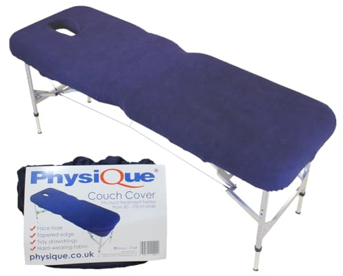 PHYSIQUE Housse de canapé pour Table de Massage/lit - Housse de Protection avec Trou pour Le Visage - Tissu Confortable et épais - Bleu