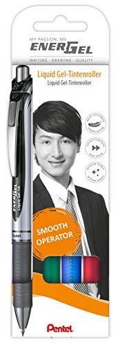 Pentel EnerGel XM BL77 Gelschreiber mit Druckmechanik, (4 Stück - farblich sortiert)