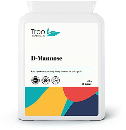 Troo Health Care Troo D Mannose 90 Capsules 500mg Supplement - Daily Vegan Friendly Supplement for Men and Women - Letterbox Friendly Recyclable Packaging - UK Manufactured to GMP Standards
