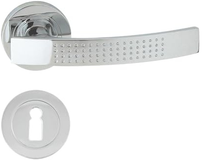 domino ALMA-R ECO M6 - Set di maniglie rotonde per porta di stanza, ufficio, cantina e porta interna, in alluminio cromato